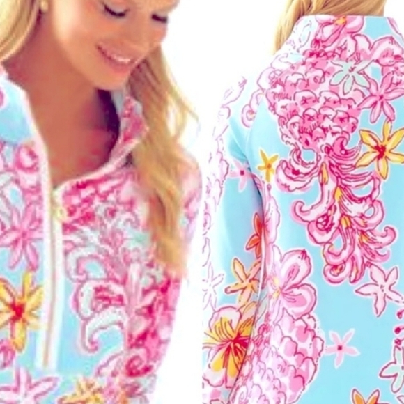 Lilly Pulitzer Tops Skipper Popover Floral Quarter-Zip Pullover Size Meduim - Picture 4 of 16